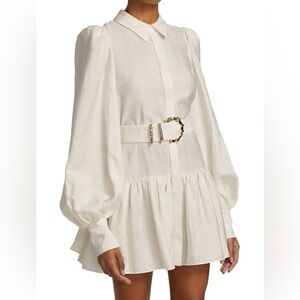 Acler Cream Long Sleeve Dress with Belt size 2